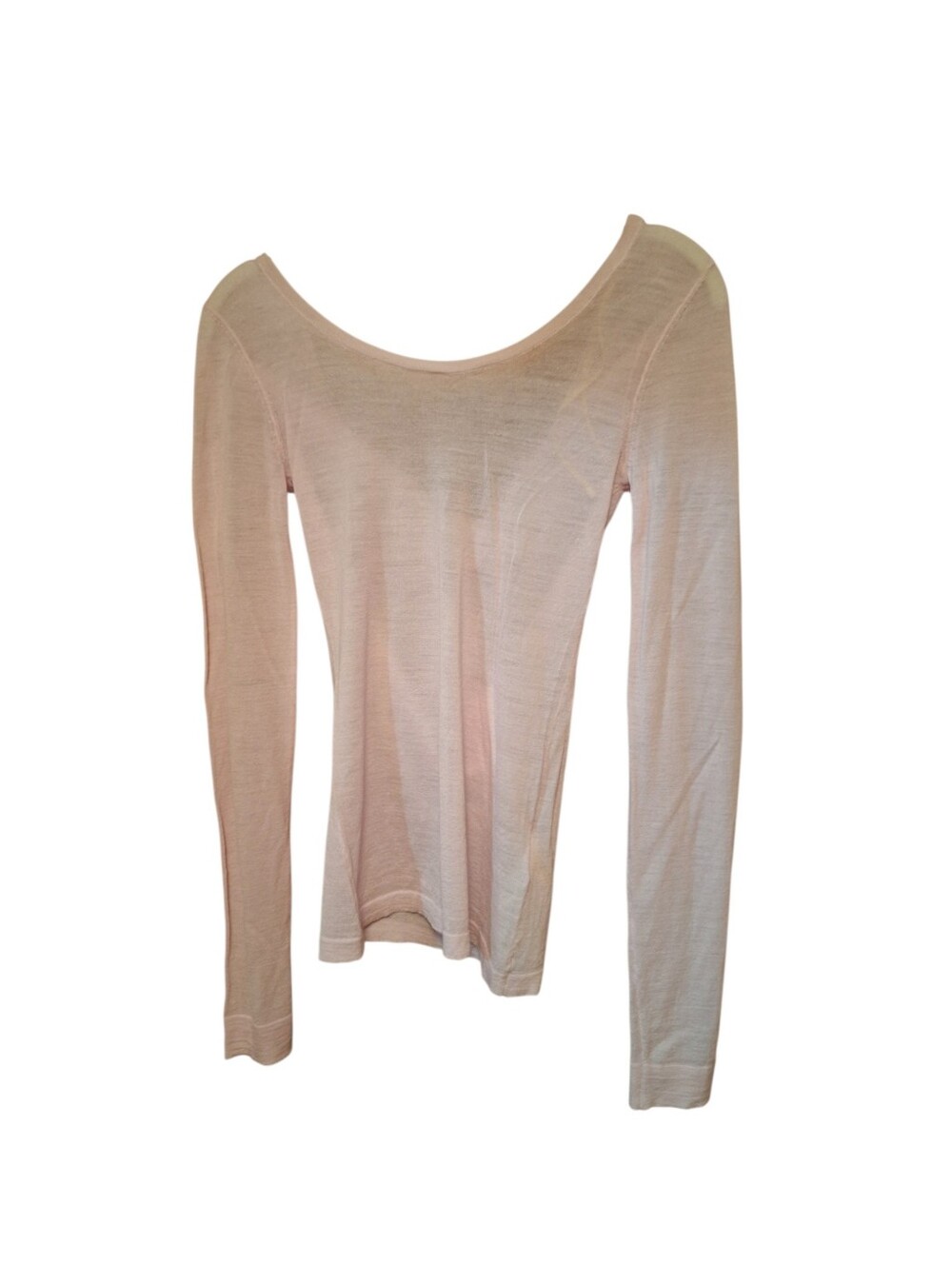 Nanushka Beth Pink Super Fine Merino Wool Long Sleeved Scoop Neck Top Med READ